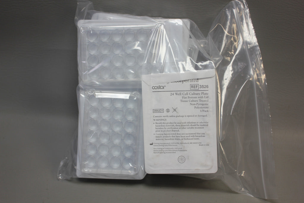 11- CORNING 3524 COSTAR 24 CELL CULTURE WELL PLATE W/LID NON PYROGENIC STERILE