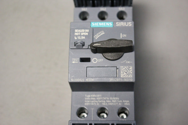 UNUSED SIEMENS MOTOR STARTER/CIRCUIT BREAKER 3RV2811-1KD10