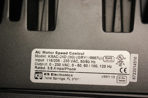 KB GENESIS KBAC-24D AC MOTOR SPEED CONTROL HYBRID DRIVE