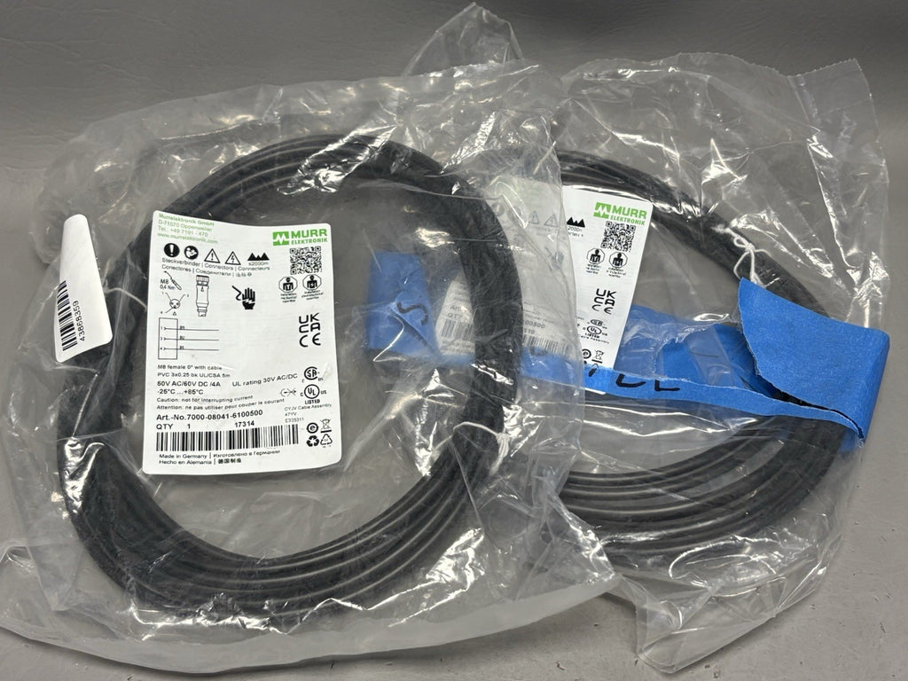 2- NEW Murr Elektronik 7000-08041-6100500 Sensor Cable M8 3-Pin Female