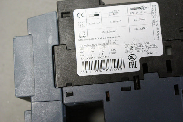 UNUSED SIEMENS MOTOR STARTER/CIRCUIT BREAKER 3RV2811-1KD10