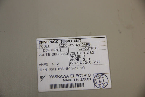 YASKAWA DRIVEPACK SERVO UNIT SGDC-020202ARB