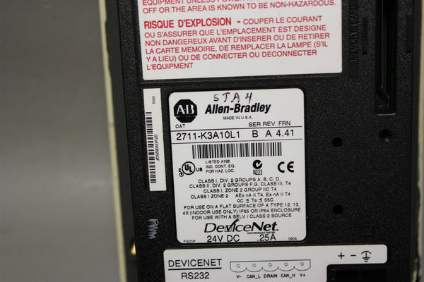 ALLEN BRADLEY PANELVIEW 300 HMI OPERATOR INTERFACE PANEL 2711-K3A10L1 B  #3