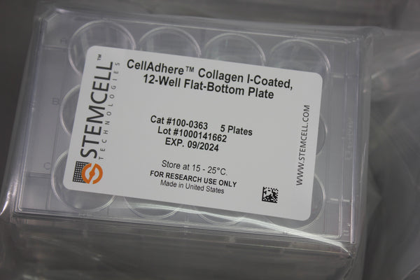 13- SEALED STEMCELL CELLADHERE COLLAGEN 12 WELL FLAT BOTTOM PLATE 100-0363