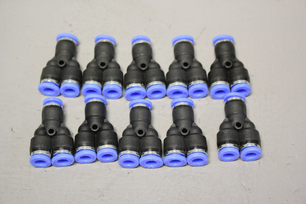 UNUSED LOT OF 10 1/4 Y PNEUMATIC PUSH CONNECTORS