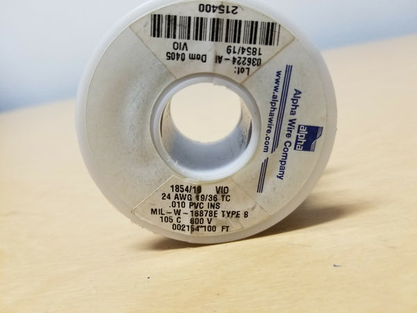 100' Alpha Mill Spec MIL-W-16878E Type B 24AWG 19/36 TC .010 PVC Hook Up Wire