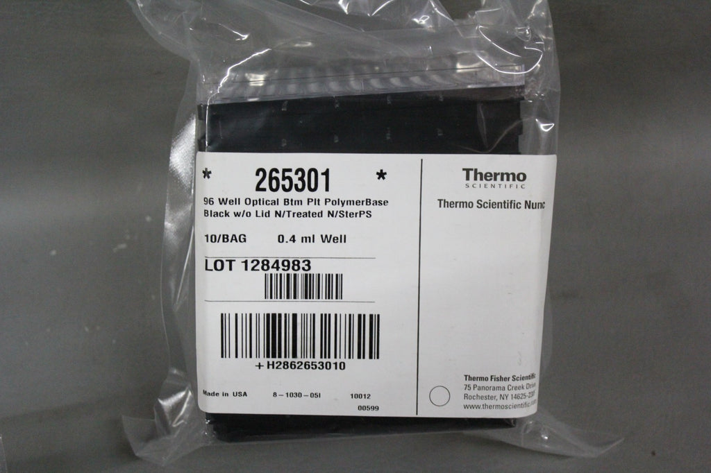 10 NEW THERMO 96 WELL BLACK OPTICAL CLEAR BOTTOM PLATE 265301 0.4ml