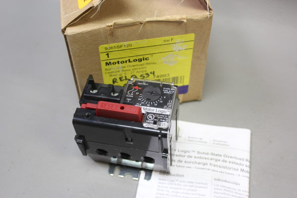 NEW SQUARE D MOTORLOGIC SOLID STATE OVERLOAD RELAY P/N: 9065SF120 F