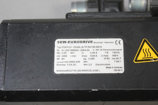 SEW EURODRIVE  SERVO MOTOR P/N: PSKF221 DS56L/B/TF/RH1M/SB10