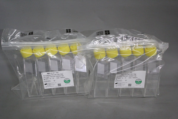 2 NEW PACKS (5 EACH) SARSTEDT TC CELL CULTURE  FLASKS T75 VENTED CAP 83.3911.302