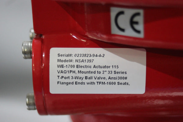 NEW TRIAC/AT CONTROLS 2" 3 WAY SS BALL VALVE WITH ACTUATOR ACTUATOR WE-1700