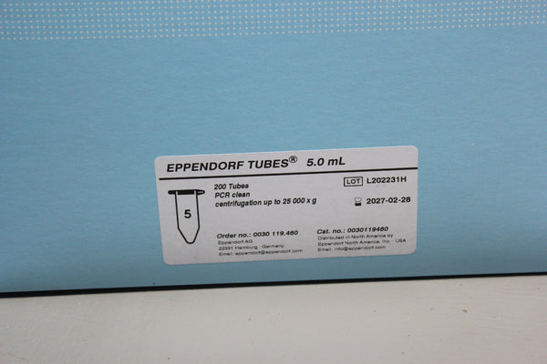 200 NEW EPPENDORF TUBES 5.0 ML PCR CLEAN CENTRIFUGATION 0030119460