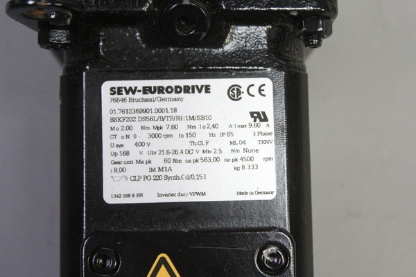 SEW-EURODRIVE  SERVO MOTOR P/N: BSKF202 DS56L/B/TF/RH1M/SB10