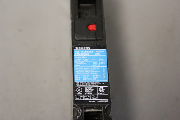 Lot of 5 Unused SIEMENS 20A MOLDED CASE CIRCUIT BREAKER ED41B020