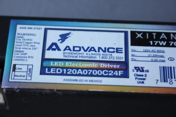 ADVANCE LED ELECTRONIC DRIVER LED120A0700C24F