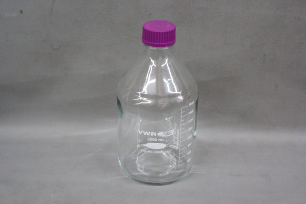 1 NEW VWR 2000ML STORAGE/MEDIA GLASS BOTTLE WITH CAP 89000-242