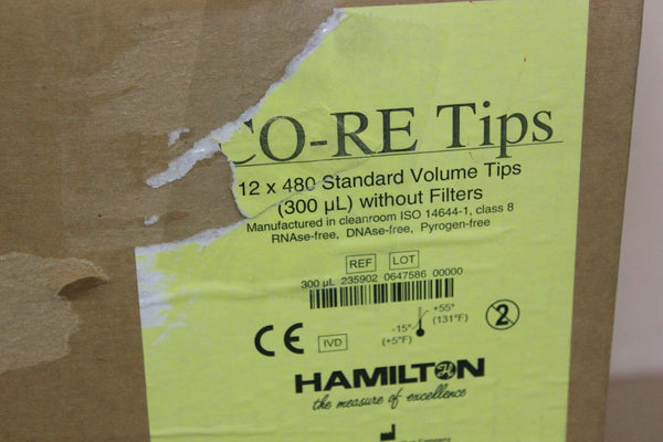 12X480 NEW HAMILTON CO-RE TIPS 300uL WITHOUT FILTERS 235902