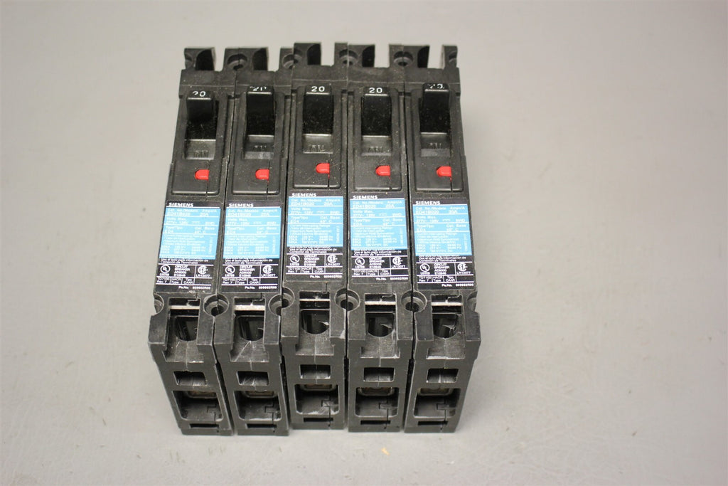 Lot of 5 Unused SIEMENS 20A MOLDED CASE CIRCUIT BREAKER ED41B020
