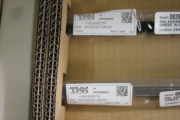NEW PAIR OF THK LINEAR MOTION RAILS W/ BEARING BLOCKS RSX12MUUF+1065LMF 1065MM