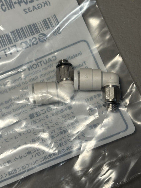 2- SMC KGL04-M5 Male Elbow Tube Fitting Connector