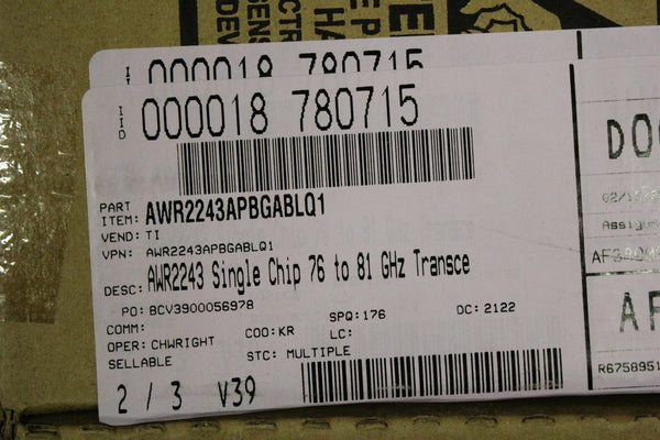 10 NEW TI SINGLE CHIP 76-81GHZ FMCW RF TRANSCEIVER AWR2243APBGABLQ1