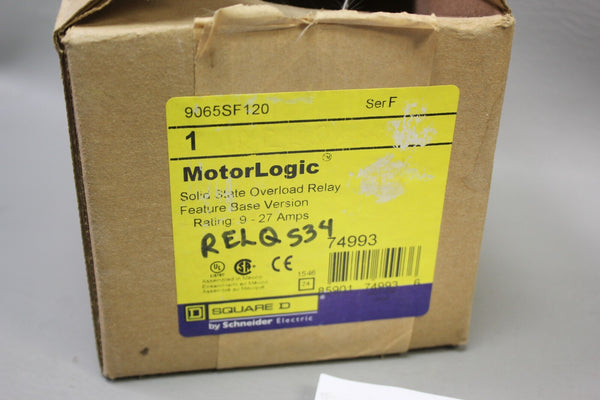 NEW SQUARE D MOTORLOGIC SOLID STATE OVERLOAD RELAY P/N: 9065SF120 F