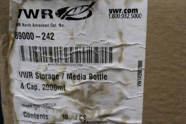 1 NEW VWR 2000ML STORAGE/MEDIA GLASS BOTTLE WITH CAP 89000-242