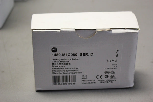 2 NEW ALLEN BRADLEY 8A CIRCUIT BREAKER 1489-M1C080 D