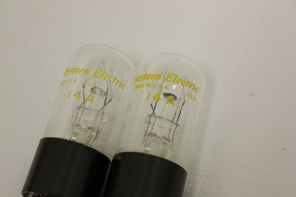 Set of 2 matching western electric 14A Vacuum Tubes and boxes