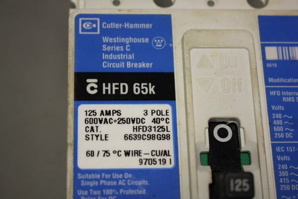 Cutler-Hammer Circuit Breaker HFD3125L