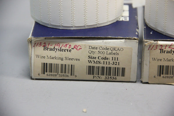 2 NEW ROLLS OF BRADY BRADYSLEEVE WIRE MARKING SLEEVES WMS-111-321