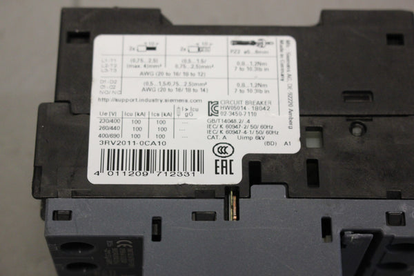 UNUSED SIEMENS SIRIUS CIRCUIT BREAKER 3RV2011-0CA10