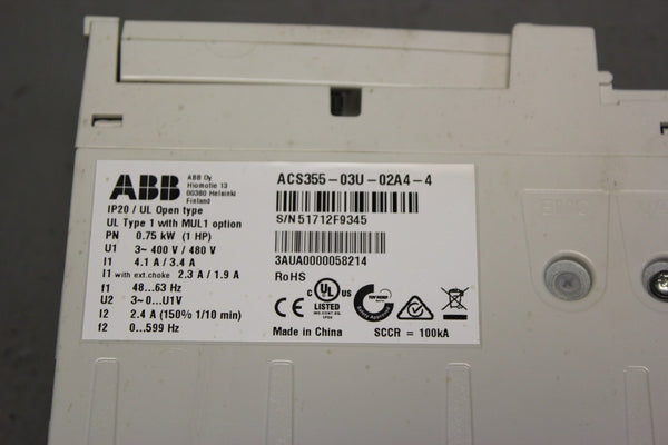ABB VARIABLE FREQUENCY DRIVE ACS355-03U-02A4-4