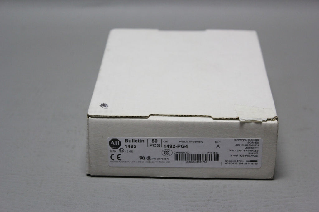 1 NEW BOX OF 50 ALLEN BRADLEY PUSH IN TERMINAL BLOCKS 1492-PG4 SER. A