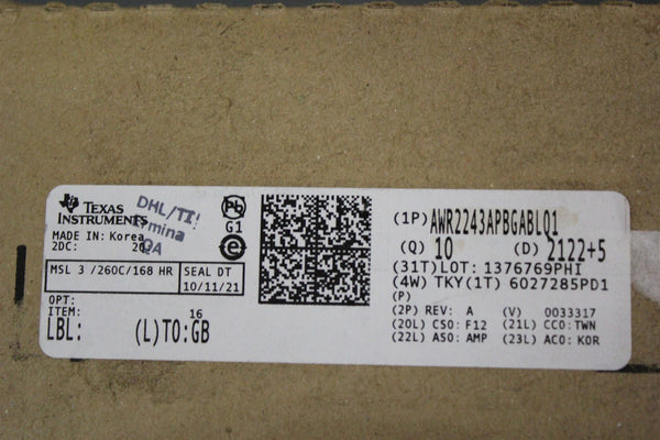 10 NEW TI SINGLE CHIP 76-81GHZ FMCW RF TRANSCEIVER AWR2243APBGABLQ1