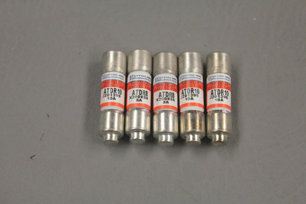 LOT OF 5 FERRAZ SHAWMUT TIME DELAY CLASS CC FUSE ATDR10 J201396 10A