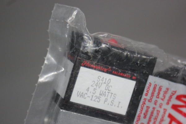 LOT OF 4 NEW HUMPHREY SOLENOID VALVES S410