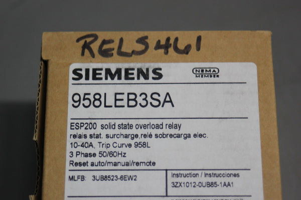 NEW SIEMENS SOLID STATE OVERLOAD RELAY 3UB8523-6EW2 958LEB3SA