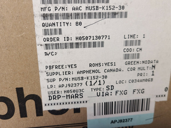 NEW AMPHENOL MICRO AB USB PCB MOUNT CONNECTOR MUSBK15230