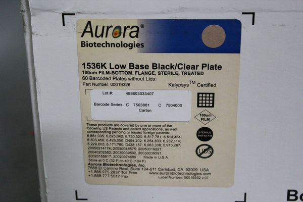 60 NEW AURORA BARCODED STERILE 100um 1536 WELL ASSAY PLATE 00019326