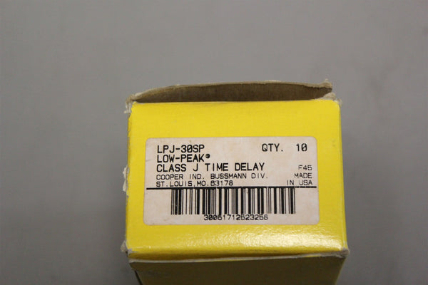 NEW LOT OF 10 BUSSMANN LOW PEAK CLASS J TIME DELAY FUSES LPJ-30SP