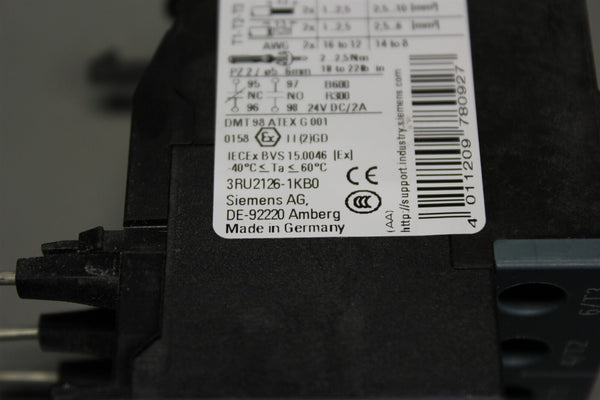 UNUSED SIEMENS SIRUIS THERMAL OVERLOAD RELAY 3RU2126-1KB0 