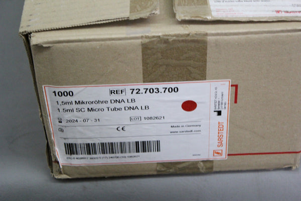NEW CASE OF 1000 SARSTEDT 1.5ml MICRO TUBES 72.703.700