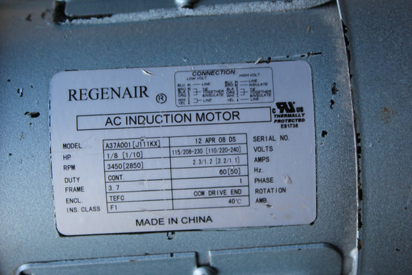 REGENAIR AC INDUCTION MOTOR  A37A001