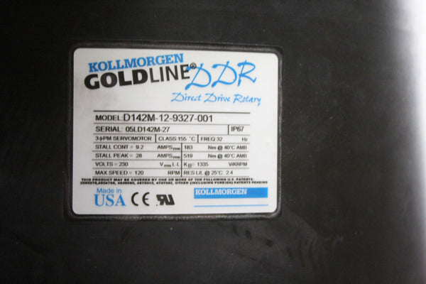 KOLLMORGEN GOLDLINE DIRECT DRIVE ROTARY SERVO MOTOR D142M-12-9327-001