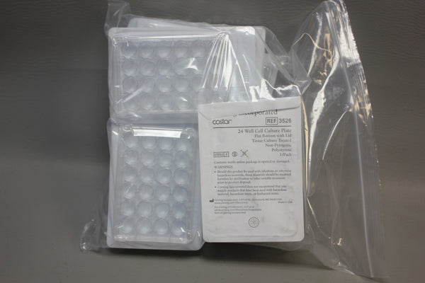 11- CORNING 3524 COSTAR 24 CELL CULTURE WELL PLATE W/LID NON PYROGENIC STERILE