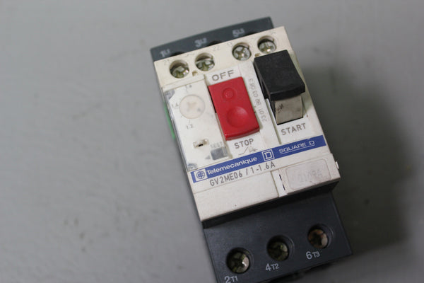 Telemecanique GV2ME06 1-1.6A Motor Control Circuit Breaker Disconnect