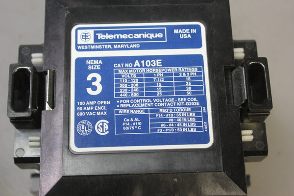 TELEMECANIQUE FULL VOLTAGE STARTER  P/N: A103E