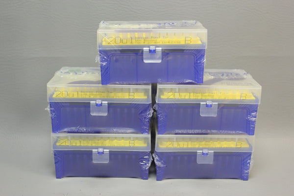 LOT OF 5 RACKS GENESEE SCIENTIFIC 20 UL BARRIER PIPET TIP LOW BINDING 23-404