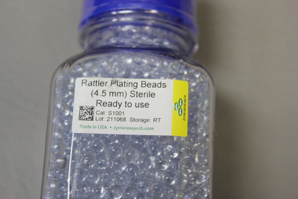 NEW 230g BOTTLE OF ZYMO 4.5mm STERILE RATTLER GLASS PLATING BEADS S1001